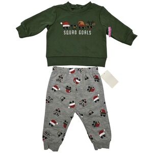 Petit Lem PL‎ Baby 6M Squad Goals Sweatshirt Pants 2 Piece Set Holiday Christmas